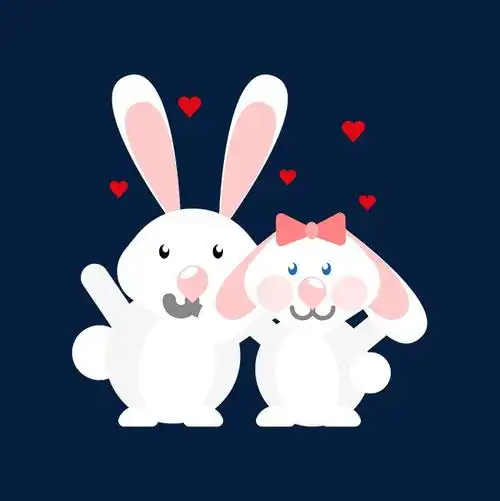 六兔子卡通爱情兔子免抠素材