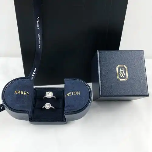 winston戒指盒海瑞温斯顿饰包装盒子 新款对戒盒 手提袋 丝带【图片