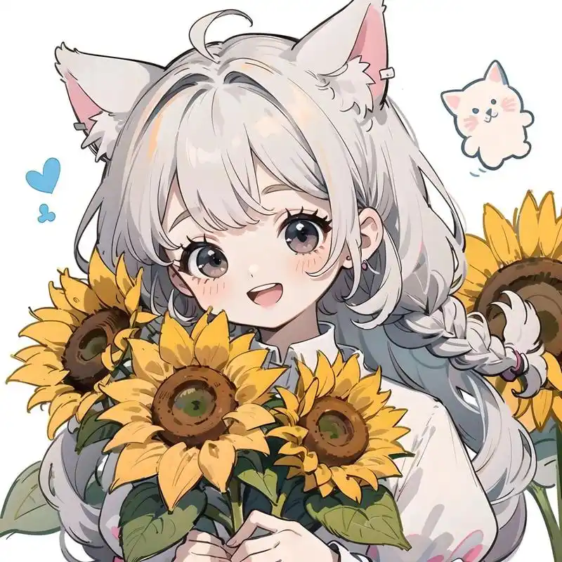 可爱女生头像抱花系列之向日葵26615 向阳而生,热烈而美好.