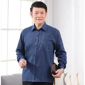 老年人长袖衬衫男6070岁图片