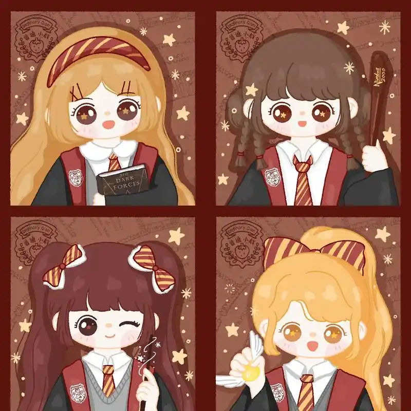 哈利波特霍格沃茨格兰芬多狮院四人闺蜜头像.