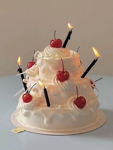 韩国ins风简约蛋糕装饰插件酷黑铅笔蜡烛车厘子樱桃烘焙生日甜品