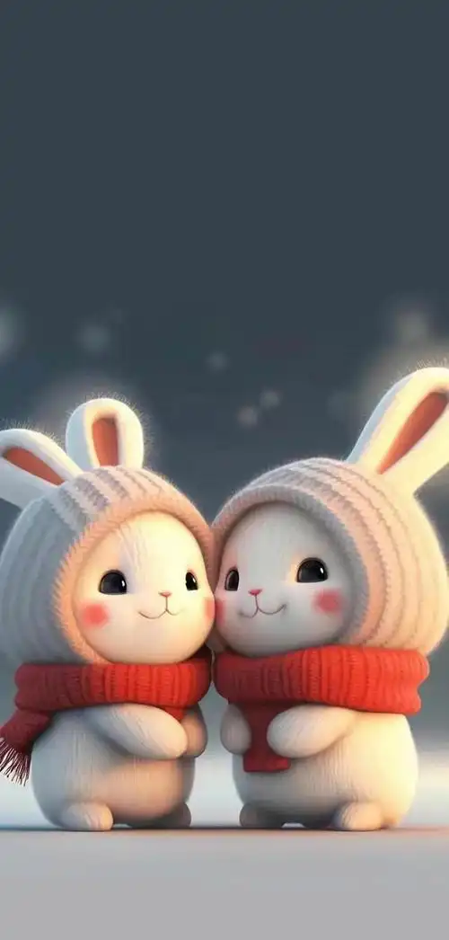 2023新年全家福头像,卡通兔子情侣头像一家三口片