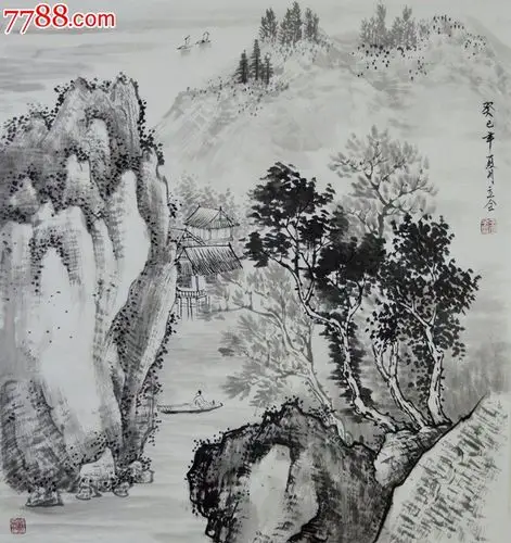 店内编号:ss0326 品种: 山水国画原作-山水国画原作 属性: 水墨山