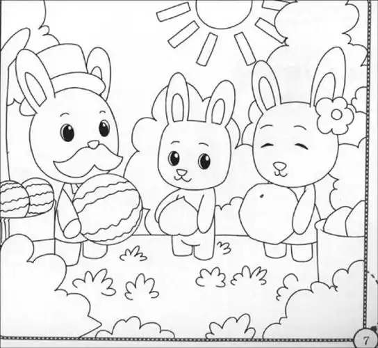 儿童画 情景画 填色 线稿 简笔画