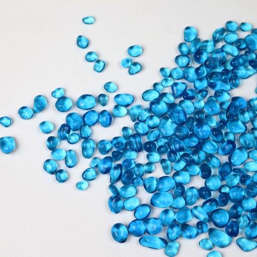 鱼缸装饰蓝色玻璃石子玻璃沙河x流造景底沙砂石水晶透明石头500g