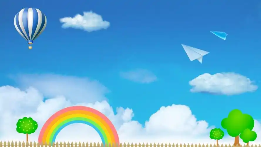 彩色水彩ppt模板卡通小树ppt模板