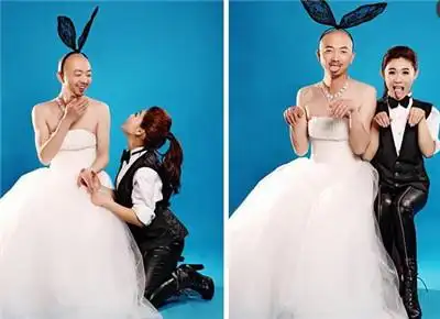 男扮女装婚纱摄影作品欣赏 反串婚纱照图片欣赏