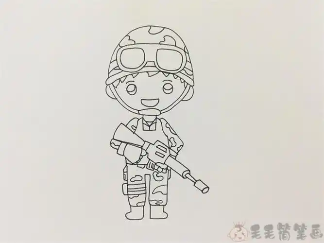 特种女兵难的简笔画