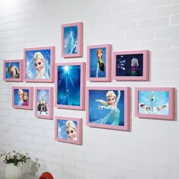 梓林尚品(zilinshangpin) 实木照片墙迪士尼卡通电影冰雪奇缘挂画儿童