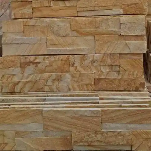 黄色板岩黄木纹砂岩文化石黄色蘑菇石外墙砖