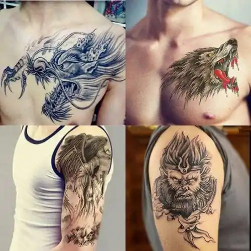 披肩龙_贰号男人过肩龙纹身贴龙图案刺青古惑仔陈浩南持久防水仿真