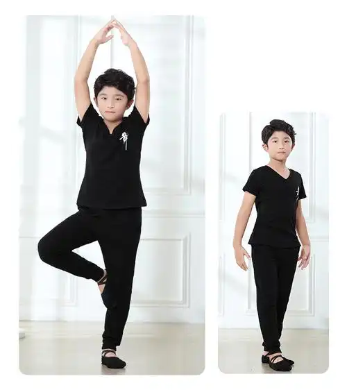 男童舞蹈服套装春秋季拉丁舞服装男孩长袖练功服儿童舞形体服