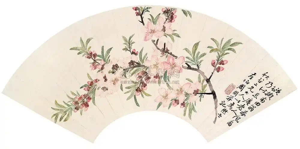 0560桃花 扇面片 设色纸本