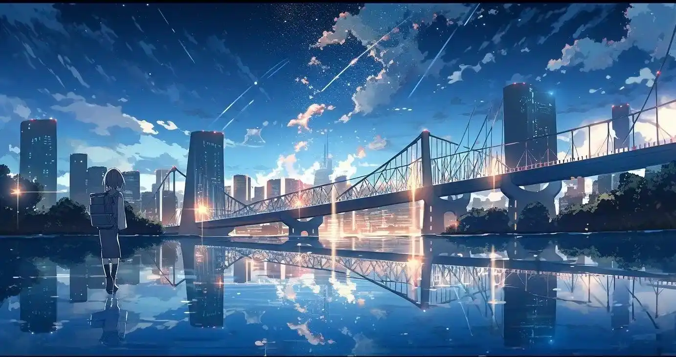 新海诚风格:美丽的城市夜景.#新海诚 #二次元 #治愈系风景 - 抖音