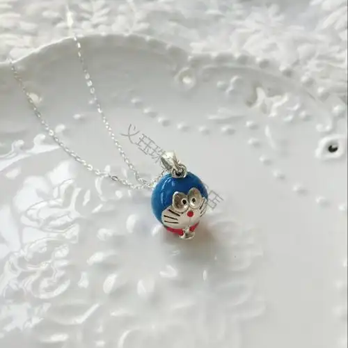 哆啦a梦999足银蓝胖子吊坠项链叮当机器猫送儿童女友生日礼物义珏 哆