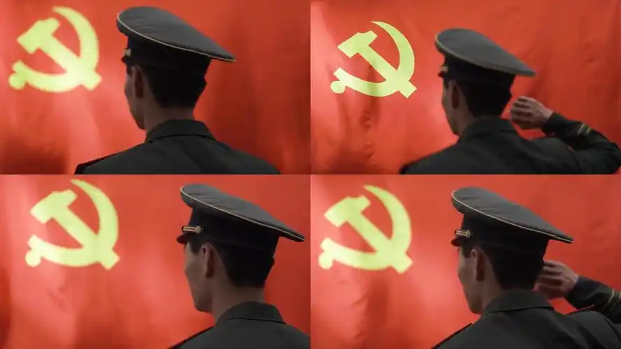 4k升格军人向党旗宣誓视频素材