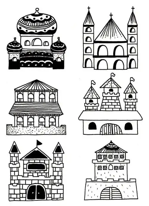 黑白简笔画房屋建筑简笔画集