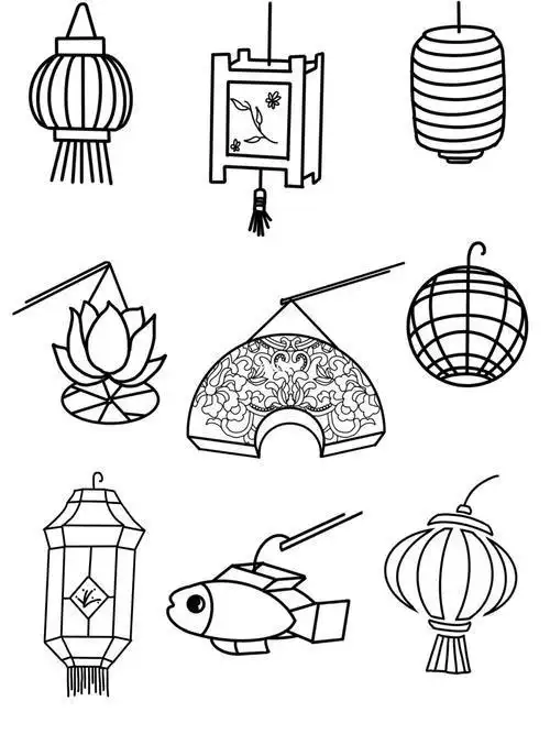 古风宫灯简笔画