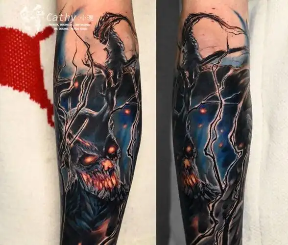 彩色写实半臂纹身图片手臂欧美写实纹身图案