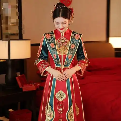 婚礼服结婚龙凤褂嫁衣汉服 秀禾服重工新娘服敬酒服2021年新款 - 女装