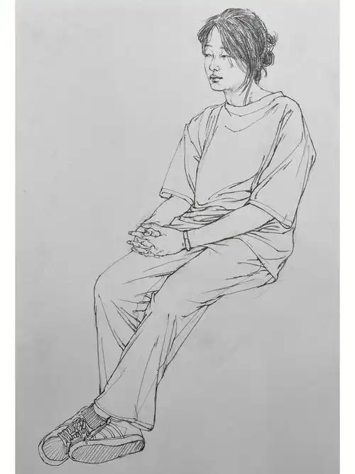 四开人物写生示范