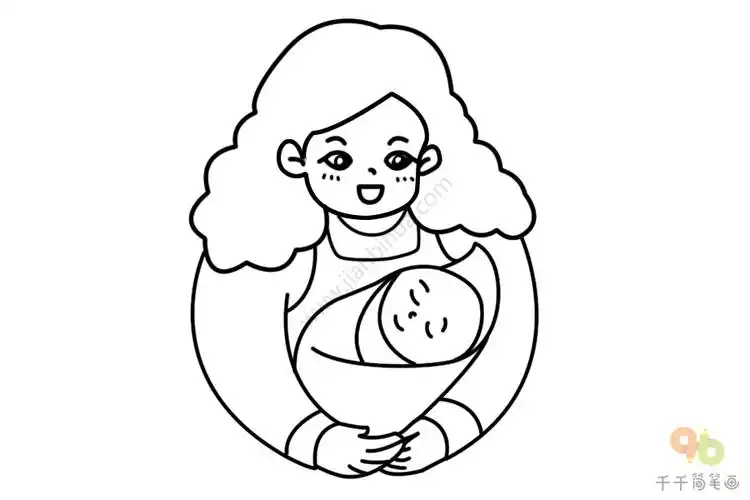 母亲节简笔画母亲的怀抱最温暖
