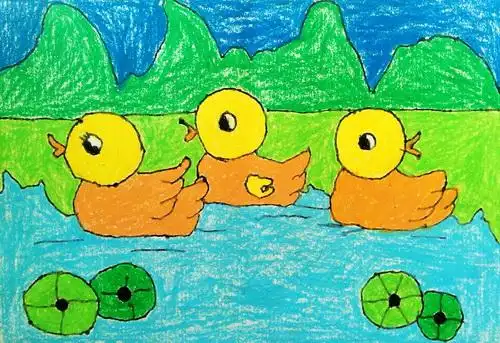 少儿书画作品-《小鸭子》/儿童书画作品《小鸭子》欣赏_中国少儿美术