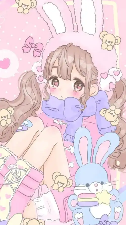 iphone壁纸 电脑壁纸 插画 文字 动漫 平铺 萌物 软妹 少女心 粉色