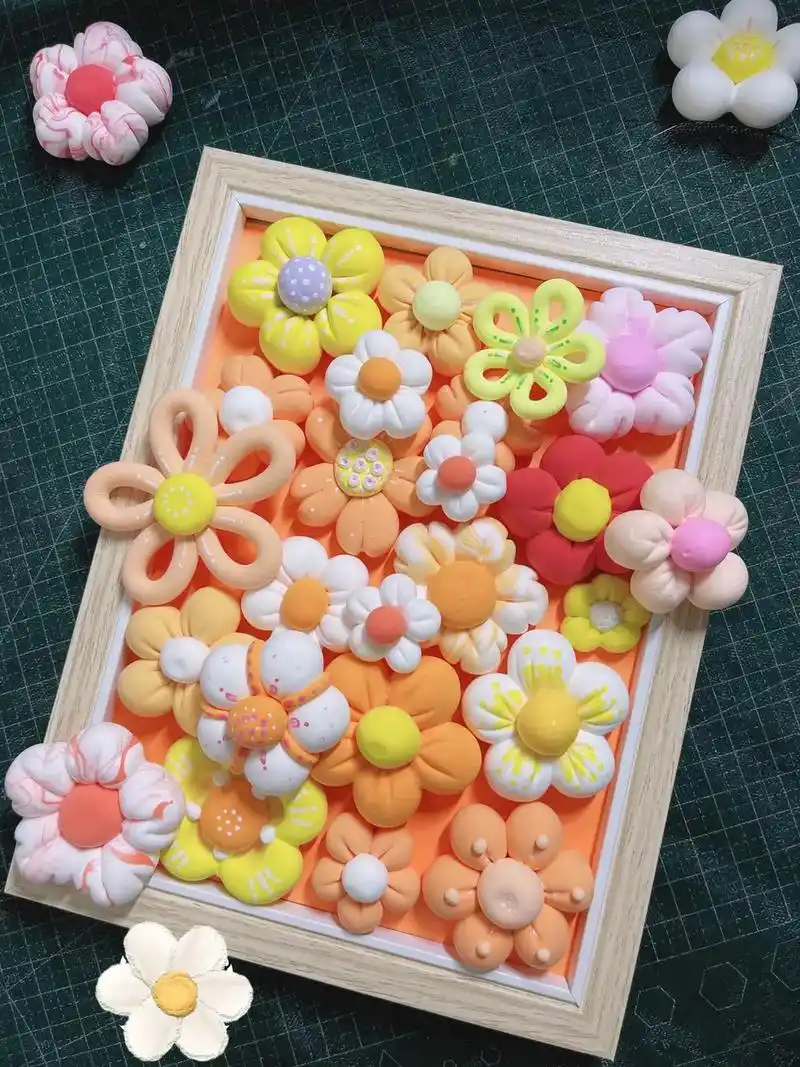 超轻粘土制作作品-花花画框画,哈哈名字是不是有点绕口."忽如 - 抖音