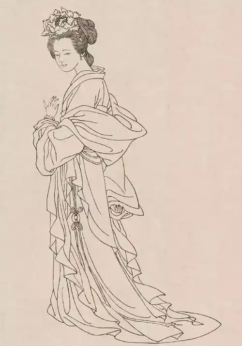 白描仕女图细腻柔美形象生动艺术名画