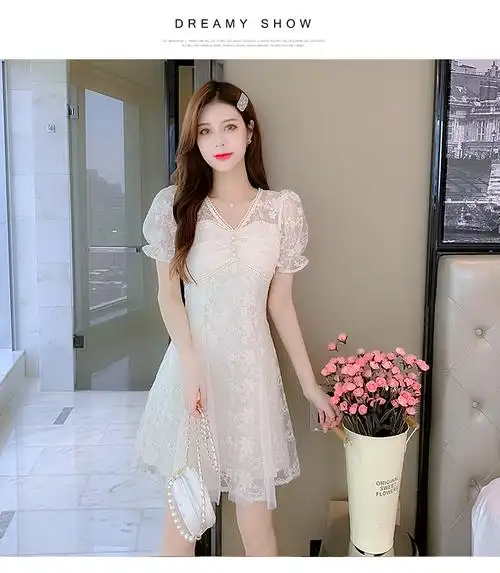 实拍现货2021夏季新款甜美网纱裙子超仙连衣裙女夏 - 17网