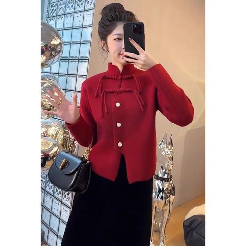 欧黛秀汉服冬季女装成人女新中式国风古装冬装搭配一整套复古盘扣毛衣