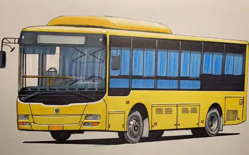 手绘金旅公交车