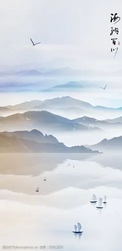禅意简约国画山水玄关背景