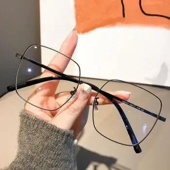 阖萱眼镜近视男大脸正方形金属大框眼镜女可配有度数防蓝光素颜眼睛细