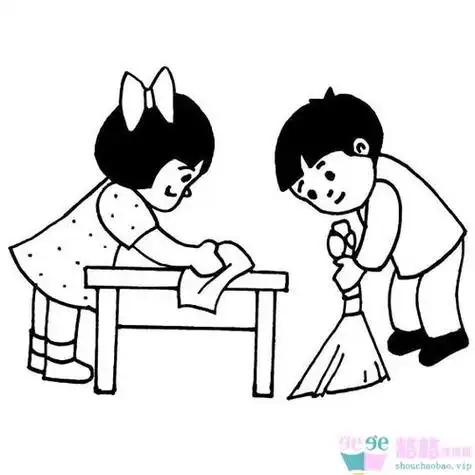 正在用吸尘器打扫卫生的简笔画 智慧妈咪网