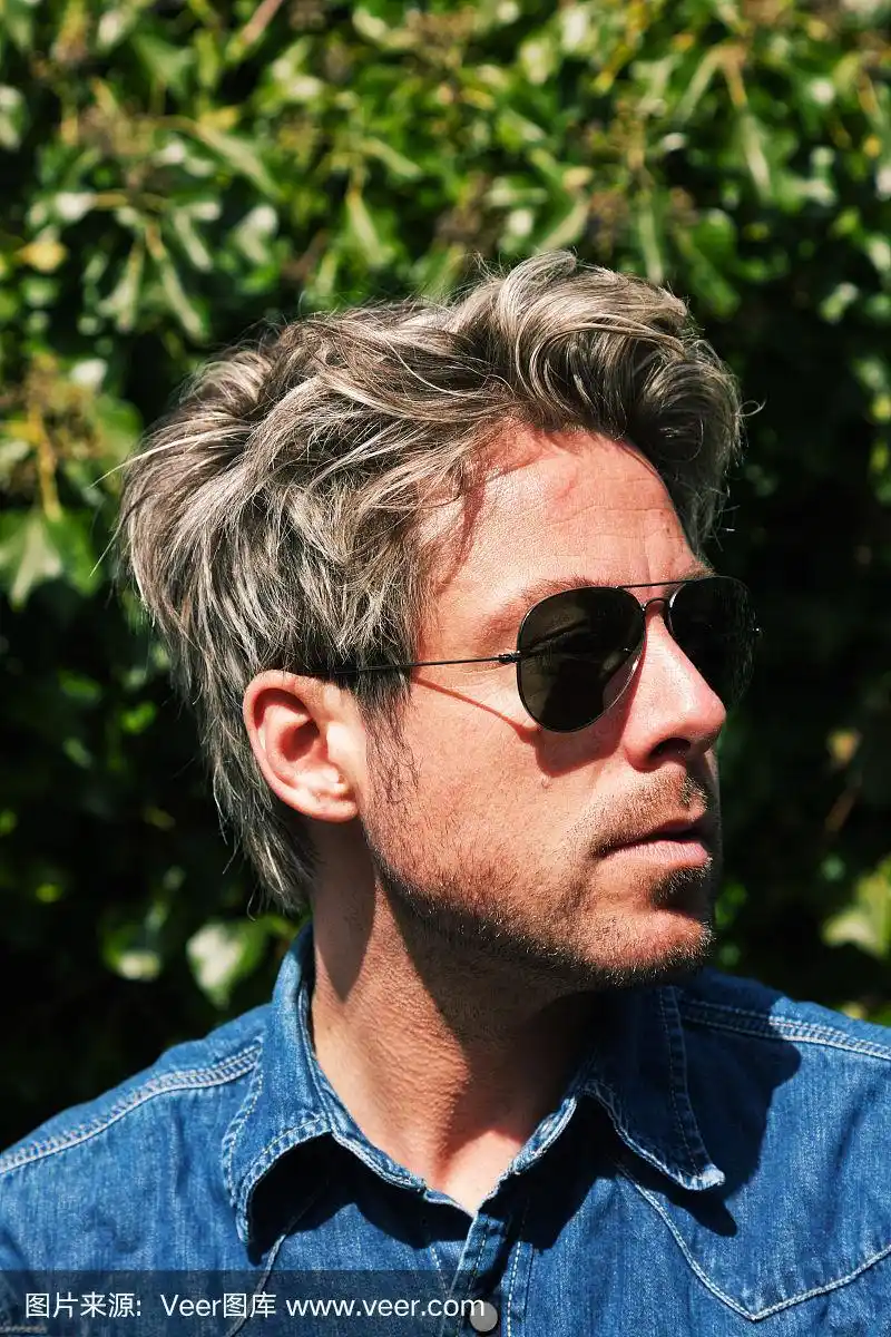 前面,头发,金色头发,男人,枝繁叶茂