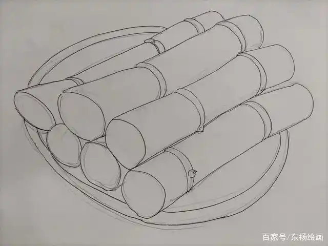 绘画教程:甘蔗的画法,线描甘蔗