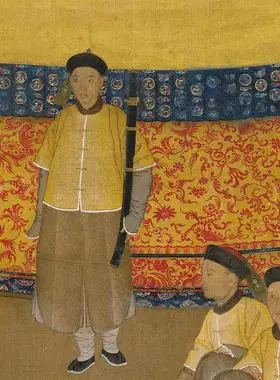 清郎世宁乾隆皇帝围猎聚餐图复制画