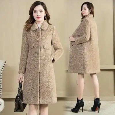 welrxjc877高档品牌中长款水貂绒大衣女
