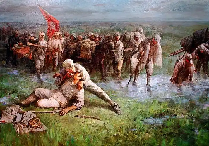 油画《过草地》(上海大学美院创作组)