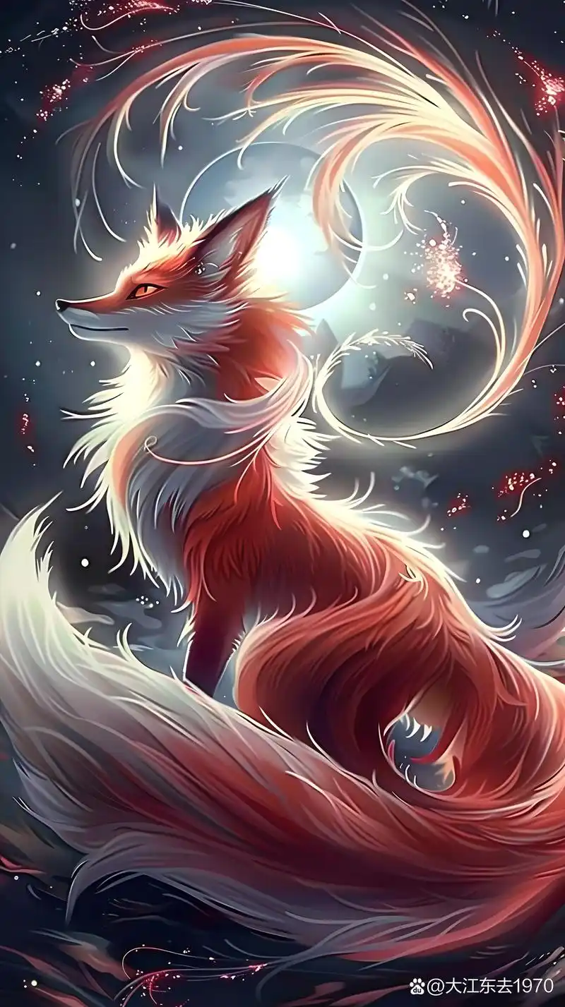 山海经神兽:九尾狐 九尾狐是中国古代神话传说中的神异动物,经常以"