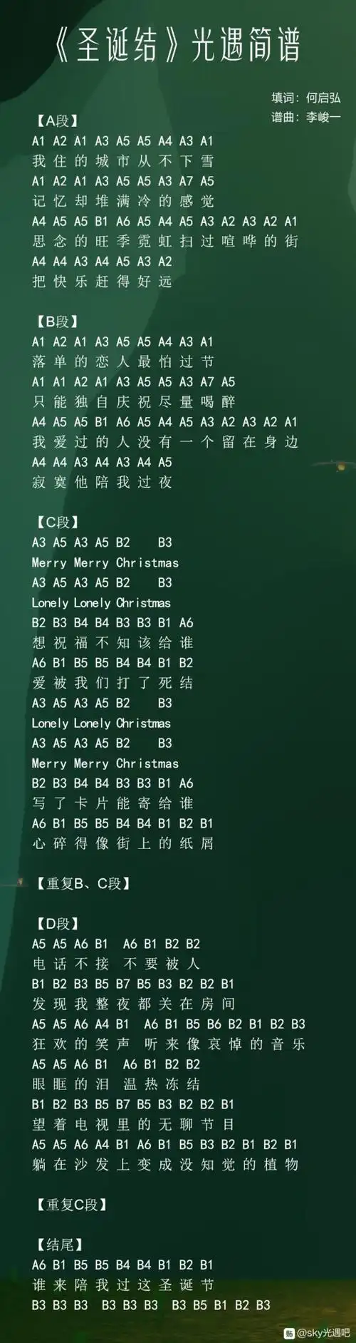 光遇琴谱大全琴谱数字版简谱大全