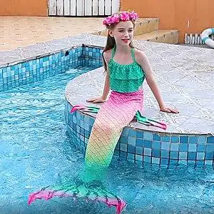 3-8岁宝宝泳衣婴幼儿游泳衣分体可爱公主美人鱼5小女童泳装