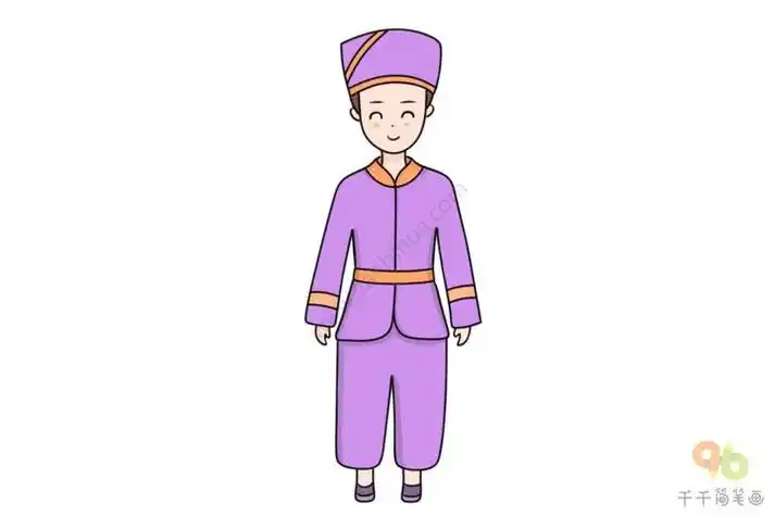 壮族服装简笔画儿童画