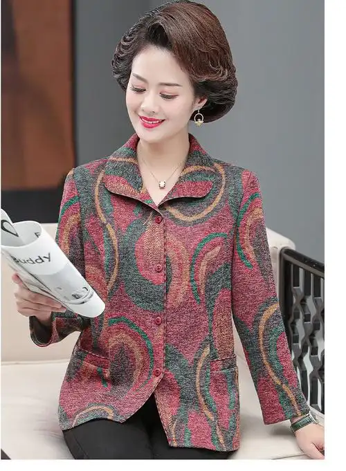 歆栩50岁左右的高档女衬衫中老年人女装秋装翻领衬衫妈妈开衫岁老人上