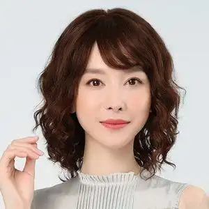 时尚假发女长发中长卷发中年妈妈气质减龄玉米烫卷斜刘海蓬0219w