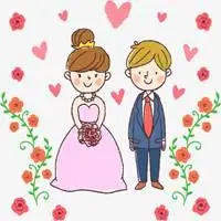 手绘卡通新郎新娘情侣头像一对两张点击鼠标右键下载
