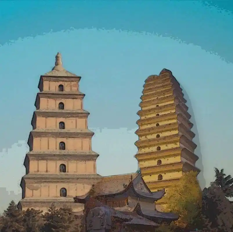 大雁塔和小雁塔,一大一小,一文一武.